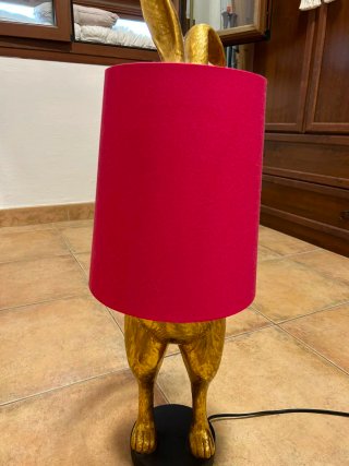 Lampada coniglio oro/fucsia