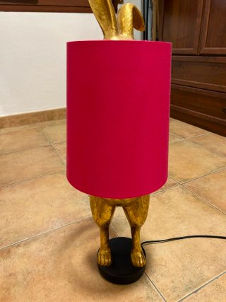 Lampada coniglio oro/fucsia