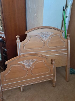 Cabezal+ piecero cama 90cm madera de pino.No envio