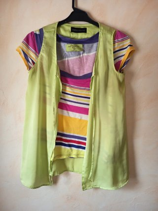 Camiseta retro Zara rayas multicolor talla M