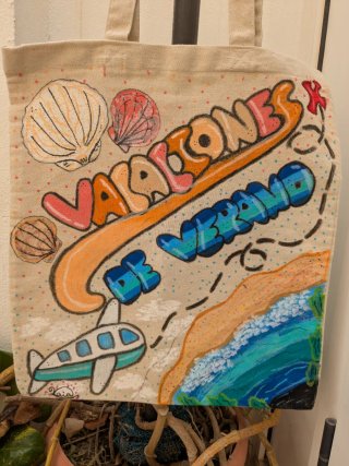 Bolsa de tela pintada a mano diseño personalizo