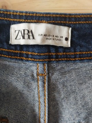 Zara Jeans Culotte Tiro Alto Azul
