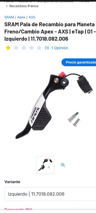 SRAM Apex AXS Palanca Freno/Cambio Izquierda