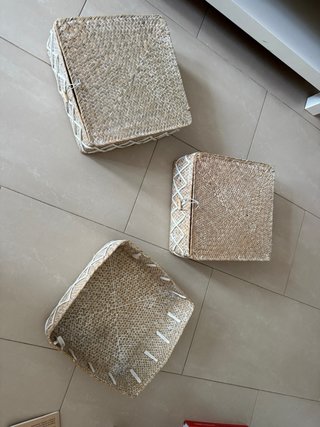 Cestas de mimbre decorativas (3 unidades)