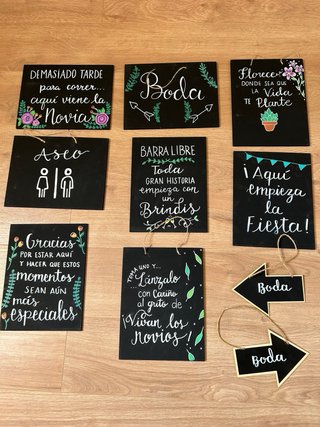 Letrero Bienvenidos a nuestra Boda pintado a mano