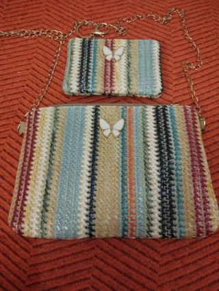 Bolso y cartera tejido mariposa
