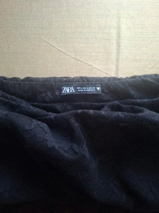 Blusa Zara Transparente Manga Larga Negra Dorada