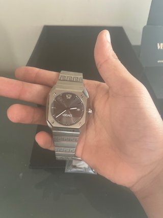 Reloj Versace Plateado Caja Negra