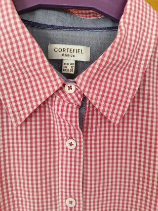Camisa Cortefiel de cuadros roja y blanca talla 40