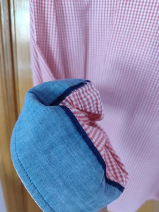 Camisa Cortefiel de cuadros roja y blanca talla 40