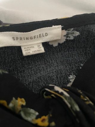 Vestido Springfield floral negro talla M