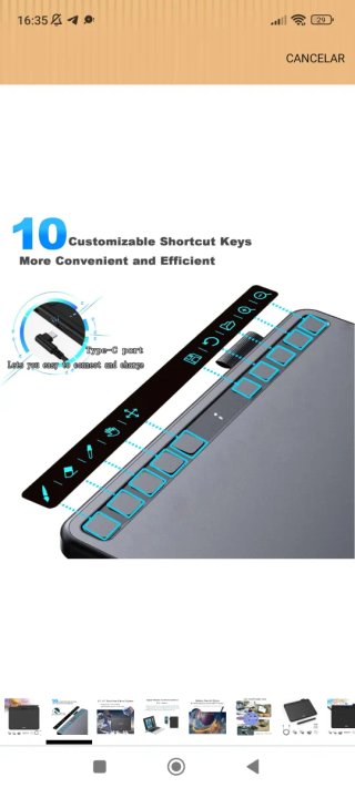 Oferta❤️Tableta Gráfica UGEE S640W Negra