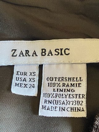 Vestido Zara Ramie XS Marrón Oscuro