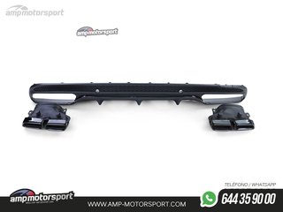 DIFUSOR TRASERO NEGRO MATE CON COLAS NEGRAS PARA MERCEDES CLASE C W205
