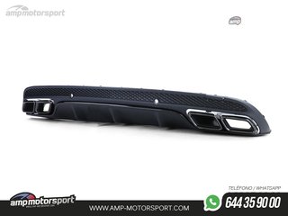 DIFUSOR TRASERO NEGRO MATE CON COLAS NEGRAS PARA MERCEDES CLASE C W205