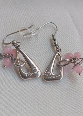 Orecchini pendenti rosa e argento