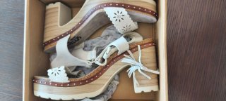 Sandalias Refresh piel Talla 41 Beige/Blanco