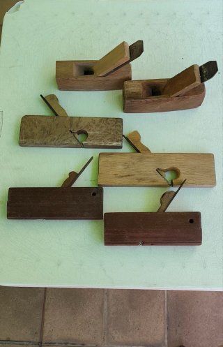 6 cepillos carpintero antiguos, de madera