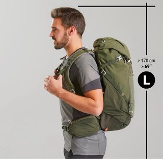 Mochila senderismo Quechua 40L caqui