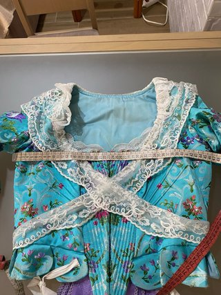 Traje de Fallera Azul Floral. Zapatos 38