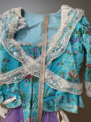 Traje de Fallera Azul Floral. Zapatos 38