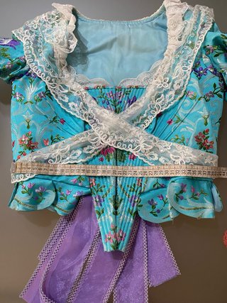 Traje de Fallera Azul Floral. Zapatos 38