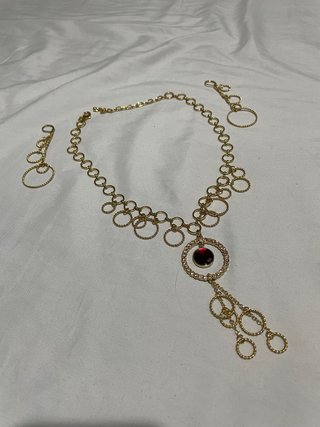 Conjunto bisutería alta calidad oro y rojo