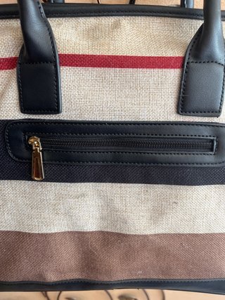 Bolso de hombro rayas beige y marrón