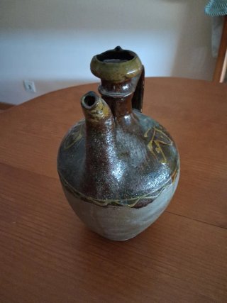 Jarrón Botijo Cerámica Marrón y gris