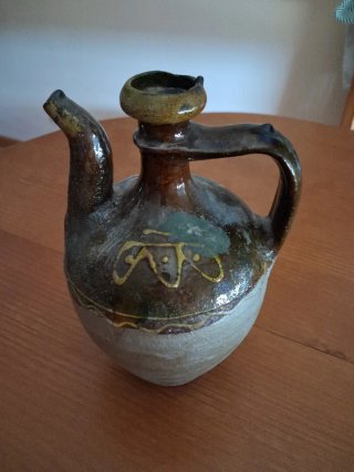 Jarrón Botijo Cerámica Marrón y gris