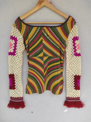 Camiseta Custo Talla M Mangas Crochet