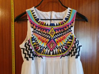 Vestido Boho Bordado Multicolor Talla Única