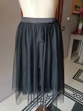 Gonna Midi Tulle Nero Dettaglio Cuore