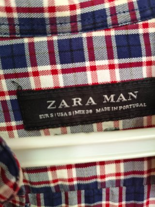 Camisa cuadros Zara Talla S Roja y Azul