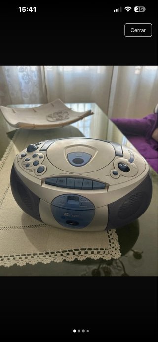 Radio CD Portátil Azul y Blanco