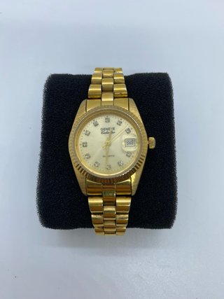 Reloj Geneve Calendar Quartz Chapado Oro
