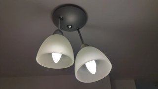 Lámpara de dos bombillas techo plata y blanco