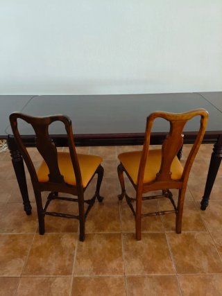 Mesa comedor extensible madera maciza y 6 sillas