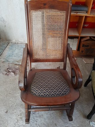 Mecedora Vintage Madera y Tela Multicolor
