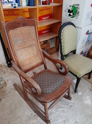 Mecedora Vintage Madera y Tela Multicolor