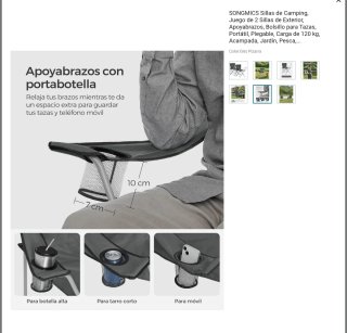 Juego 2 Sillas Camping SONGMICS Plegables