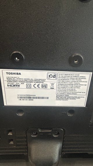TV Toshiba Smart 32 Negra Modelo : 32WA3863DG/2