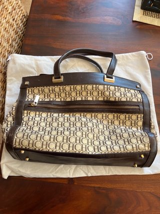 Bolso Carolina Herrera CH Beige y Marrón