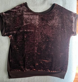 Camiseta lentejuelas dorado rosado /negra Talla XL