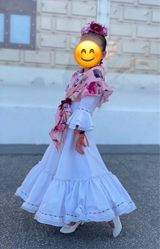 Vestido Flamenca Blanco Talla 5-6 años