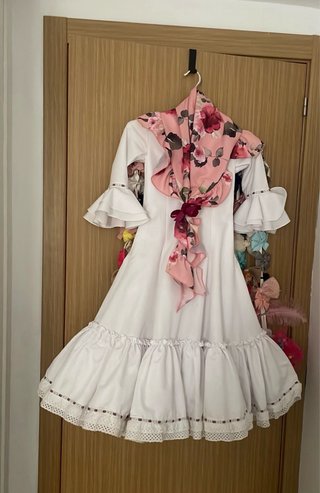 Vestido Flamenca Blanco Talla 5-6 años