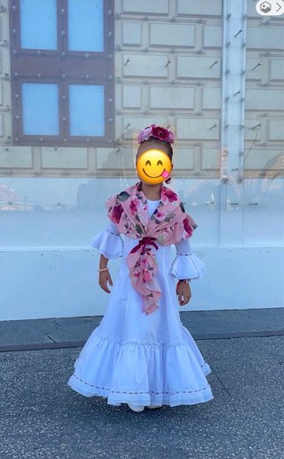 Vestido Flamenca Blanco Talla 5-6 años