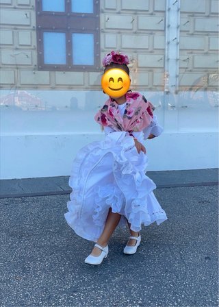 Vestido Flamenca Blanco Talla 5-6 años