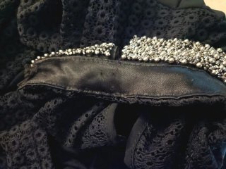 Blusa nera pizzo colletto trasparente TG S/M