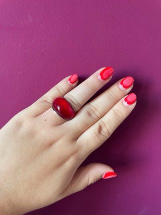 Anillo vintage rojo plata